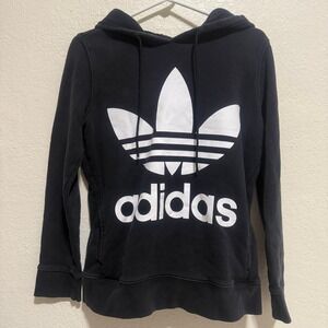 Adidas Trefoil Logo Hoodie Black White Pullover Athleisure Size S‎